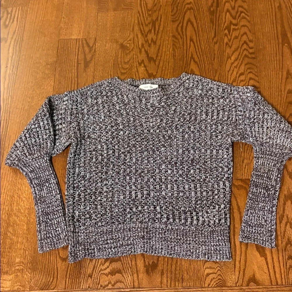 John + Jenn Textured open Knit Sweater Juliette long sleeves Purple gray size S